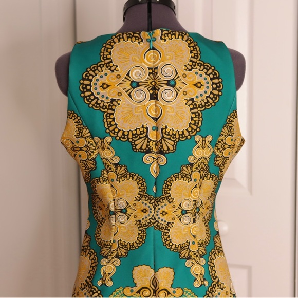 New York & Company Women's Stretch Sheath Dress Gold\Green | Small - Picture 6 of 16
